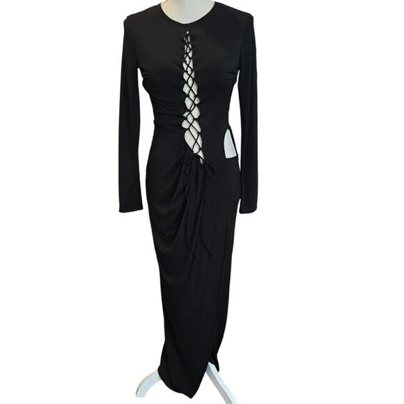 First Distraction Sext Black Maxi Slit Strap For Days Dress Sz. US 6 - Picture 1 of 9